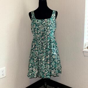 Band of the Free Corset Tank Dress Women's Large Green Liberty Floral Smock Back